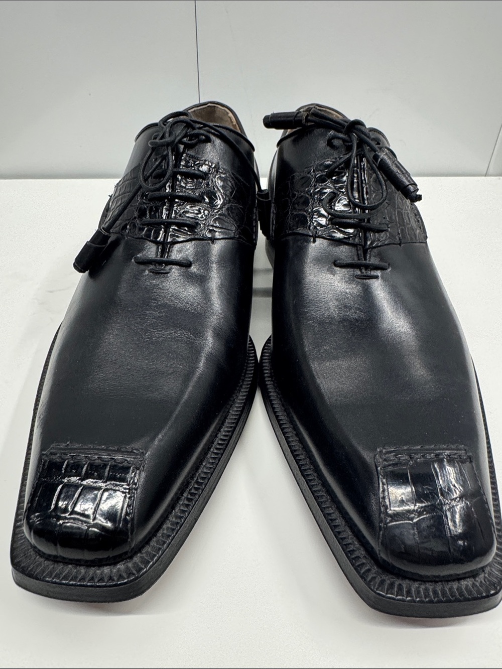 Romano Martegani Real Alligator 🐊 Leather Lace-Up Derby Shoes with Textured Vamp